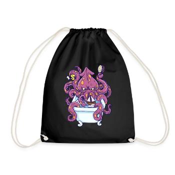 Monster Octopus - Captain of the bathtub - Gift - Drawstring Bag - black - Front