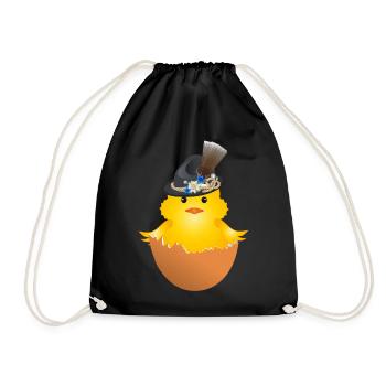 Bavarian chick with traditional hat in eggshell - Drawstring Bag - black - Front