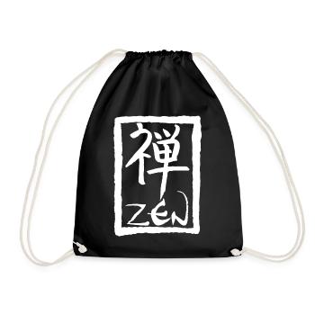 Das Wort Zen auf Japanisch (weiß) - Turnbeutel - Schwarz - Vorne