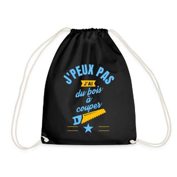 J peux pas j ai du bois à couper bleu jaune - Sac de sport léger - noir - Devant