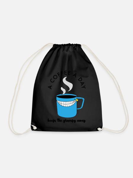 ACoffeeADay black - Drawstring Bag - black
