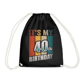 It's My 40th Birthday Gift Vintage 40 Years Bday - Drawstring Bag - black - Front