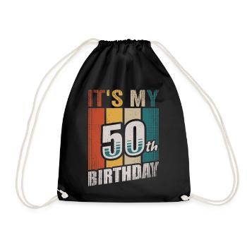Es ist mein Geschenk zum 50. Geburtstag Jahrgang 50 Jahre Bday - Turnbeutel - Schwarz - Vorne