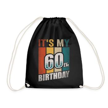 It's My 60th Birthday Gift Vintage 60 Years Bday - Drawstring Bag - black - Front