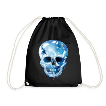 Crâne extravagant coloré dans le look de verre - Sac de sport léger - noir - Devant