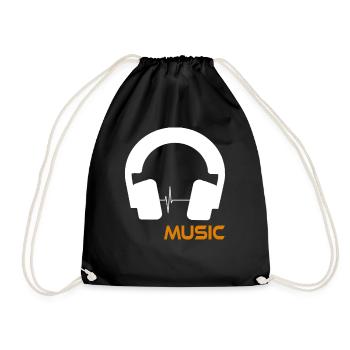 Music wave headset logo - Drawstring Bag - black - Front