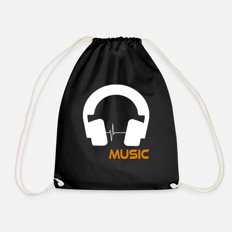 Music wave headset logo - Drawstring Bag - black