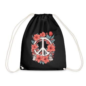 Signe de paix avec des fleurs - Sac de sport léger - noir - Devant