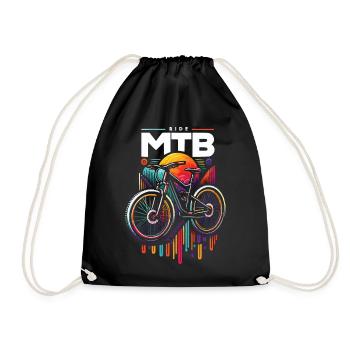 Vibrant MTB Cycling Sunset Design - Drawstring Bag - black - Front