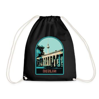 Berlin TV Tower and Brandenburg Gate - Drawstring Bag - black - Front