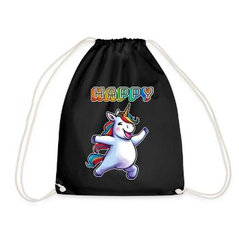 Tanzendes Einhorn Happy - Turnbeutel - Schwarz - Vorne