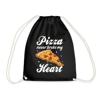 Pizza Never Broke My Heart Lustiges Pizza Lover - Turnbeutel - Schwarz - Vorne