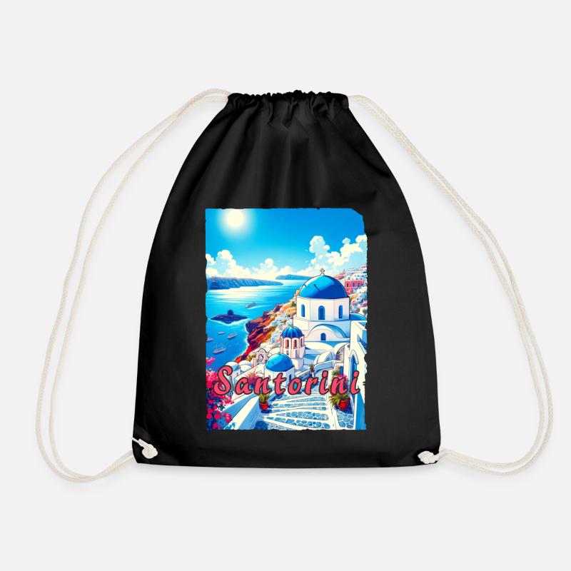 Grèce, souvenirs, vacances, Santorin - Sac de sport léger - noir