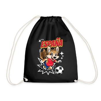 Soccer Spain Dog Animal Soccer Fan Team - Drawstring Bag - black - Front
