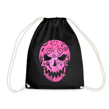 Klapprad Skull pink Shirt Fashion Totenkopf gothic - Turnbeutel - Schwarz - Vorne