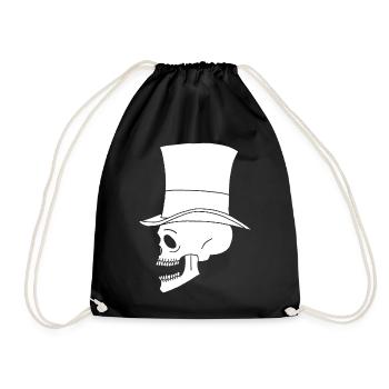 Vintage Weißer Totenkopf - Turnbeutel - Schwarz - Vorne