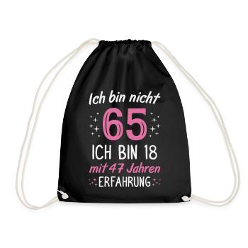 65. Geburtstag Lustig 65 Jahre Geburtstagsgeschenk - Turnbeutel - Schwarz - Vorne
