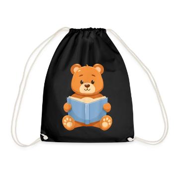 Lecture de l’ours en peluche - Sac de sport léger - noir - Devant