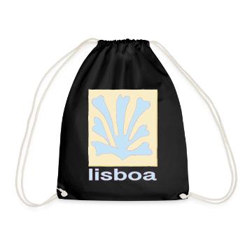 Lisboa Palmenblatt Blau Retro - Turnbeutel - Schwarz - Vorne