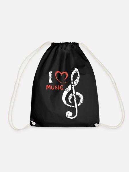 Notenschlüssel Herz Music - Musiker und Bands - Turnbeutel - Schwarz