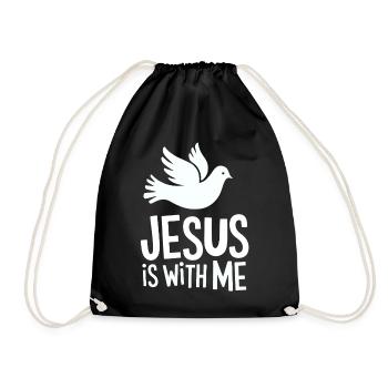 Jesus is with me - Drawstring Bag - black - Front