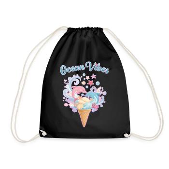 Eiscreme & Delfine Design 🍦🐬🐬 - Turnbeutel - Schwarz - Vorne