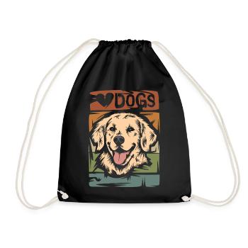 Vintage Golden Retriever - Retro Hundeillustration - Turnbeutel - Schwarz - Vorne