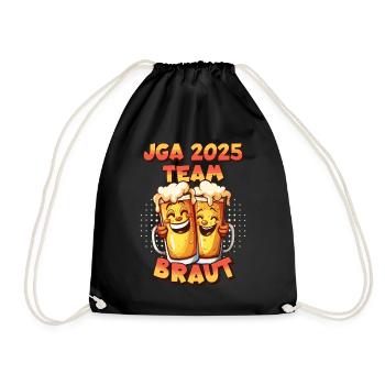 Bachelor Party 2025 Team Bride Beer Alcohol Booze Funny - Drawstring Bag - black - Front