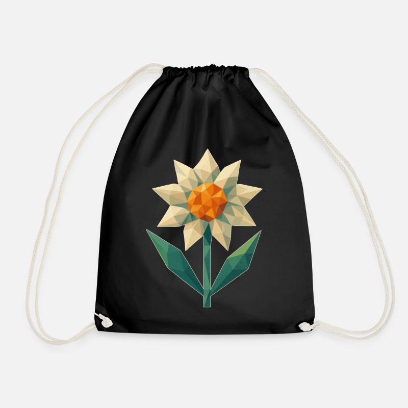 Geometrische Blume - Edelweiss - Turnbeutel - Schwarz