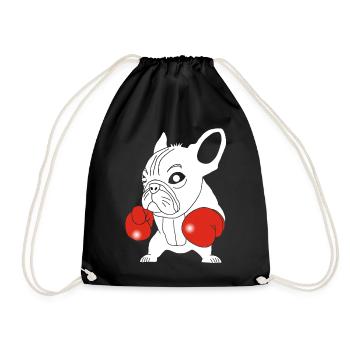 Weißer Hundeboxer - Turnbeutel - Schwarz - Vorne