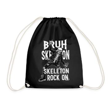 Skelett Rock Leder Punk - Turnbeutel - Schwarz - Vorne