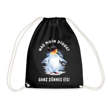 Kaiserpinguin - Was Moin Digga? Ganz Dünnes Eis  - Drawstring Bag - black - Front