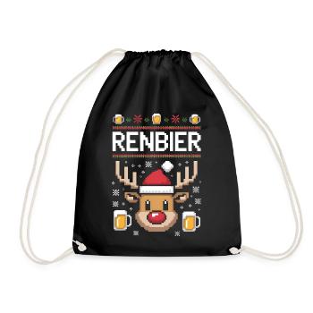 Beer Mug Reindeer Christmas - Drawstring Bag - black - Front