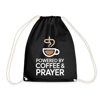 Powered By Coffee And Prayer Coffee Love Faith - Drawstring Bag - black - Front