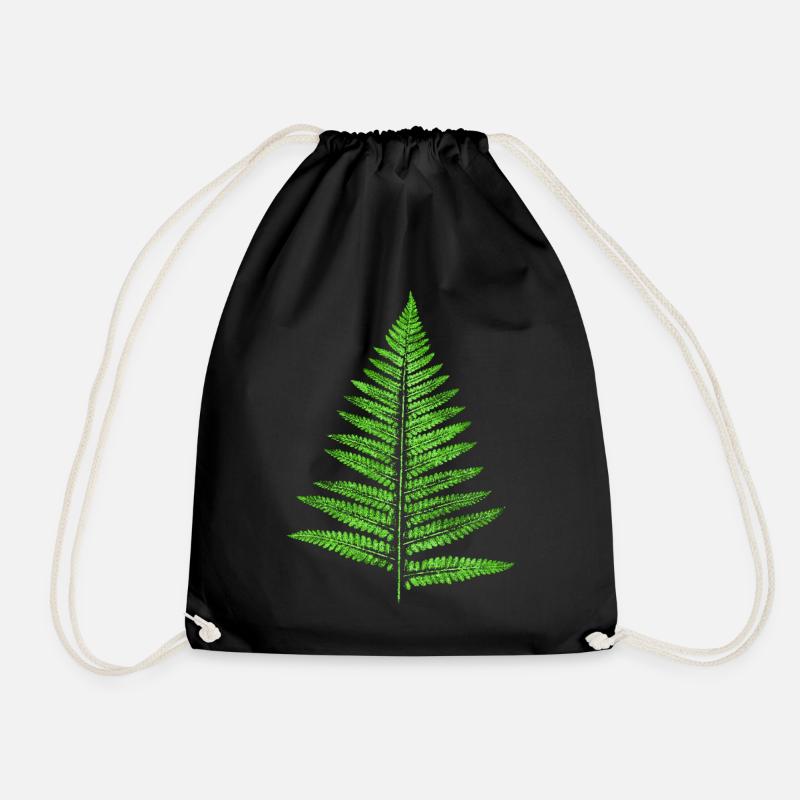 Leaf Fern - Botany Plants - Drawstring Bag - black