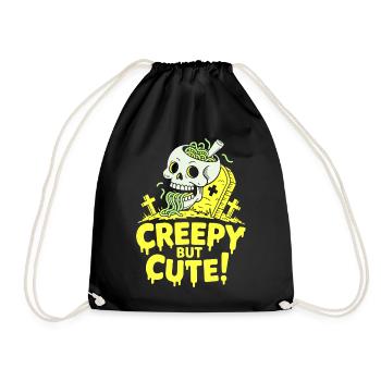 Creepy but Cute Skull Glow - Drawstring Bag - black - Front