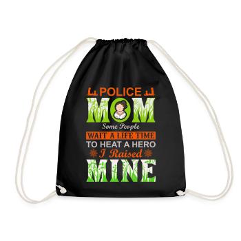 Polizist, Mama, ich habe meinen Helden großgezogen, Muttertagsgeschenk. - Turnbeutel - Schwarz - Vorne