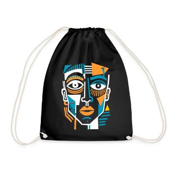 Visage cubiste coloré - Sac de sport léger - noir - Devant