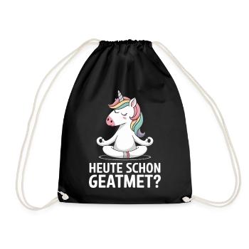  Heute Schon Geatmet Einhorn Yoga Meditation - Turnbeutel - Schwarz - Vorne