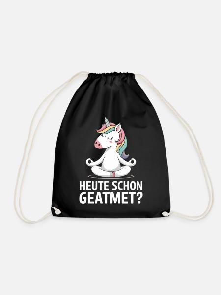  Heute Schon Geatmet Einhorn Yoga Meditation - Turnbeutel - Schwarz