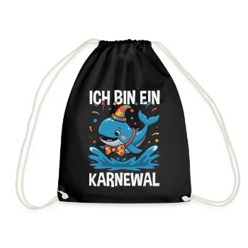 Ich Bin Ein Karnewal Wal Karneval Fasching Kostüm - Turnbeutel - Schwarz - Vorne