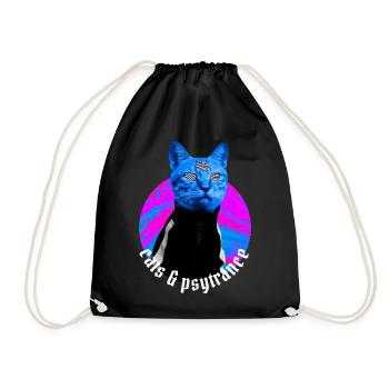 Cats & Psytrance - Rave outfit Psy trance - Drawstring Bag - black - Front