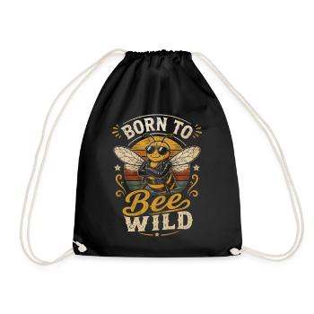 Born to Bee Wild Retro Biker Bee - Turnbeutel - Schwarz - Vorne