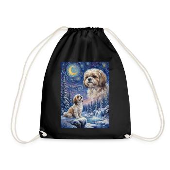 Hurlant à la Lune Mème Chien Shih Tzu - Sac de sport léger - noir - Devant