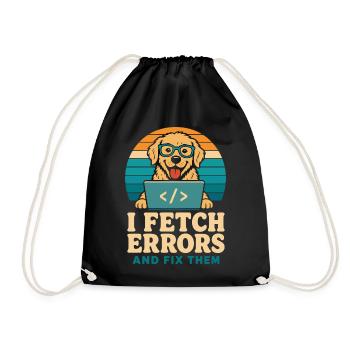 I Fetch Errors and Fix Them Developer Dog - Drawstring Bag - black - Front