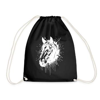 White Splash Horse Head - Drawstring Bag - black - Front
