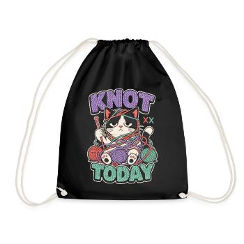 Knot Today Cat with Wool - Drawstring Bag - black - Front