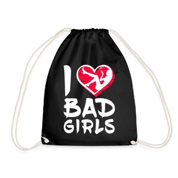I love Bad Girls - Herz mit Tänzerin Silhouette - Turnbeutel - Schwarz - Vorne