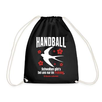 Schwalben gibt es nur im Frühling – Handball - Turnbeutel - Schwarz - Vorne