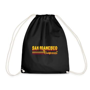 San Francisco California Retro and Vintage Design - Drawstring Bag - black - Front